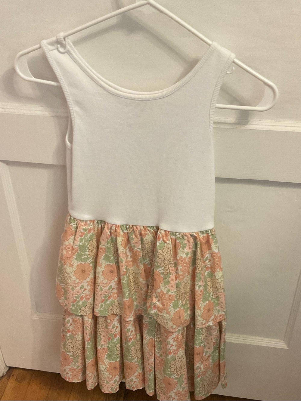 Janie and Jack White Tank Dress with Pink & green Floral Tiered Skirt